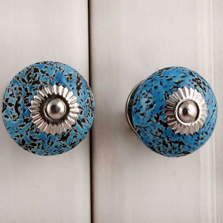 Turquoise Black Etched Knobs